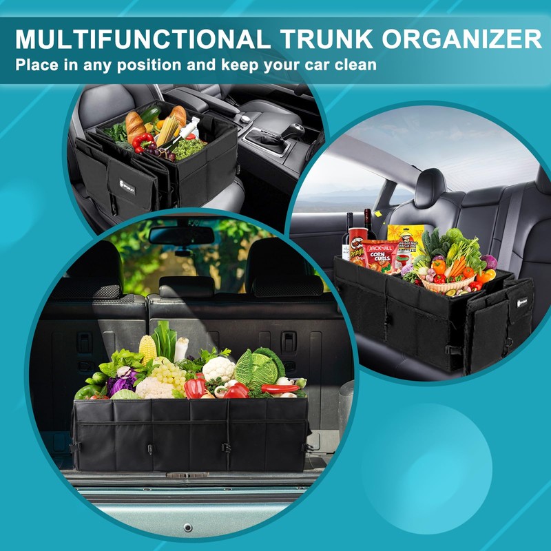 Sposuit Extra Large Trunk Organizer 98L Collapsible Car Storage Trunk