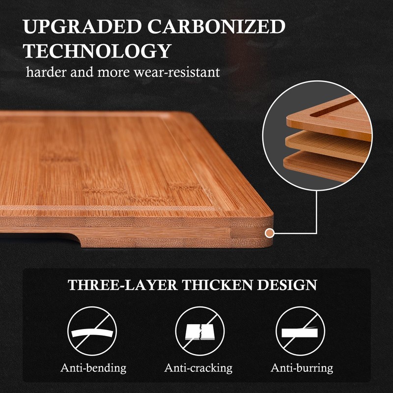 Empune Bamboo Cutting Board Set, Wood Cutting Boards for Kitchen