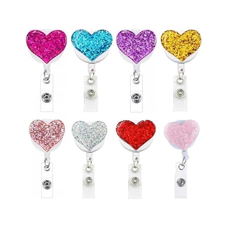 Heart Retractable Badge Holder, ID Card Clips, Badge Reel for