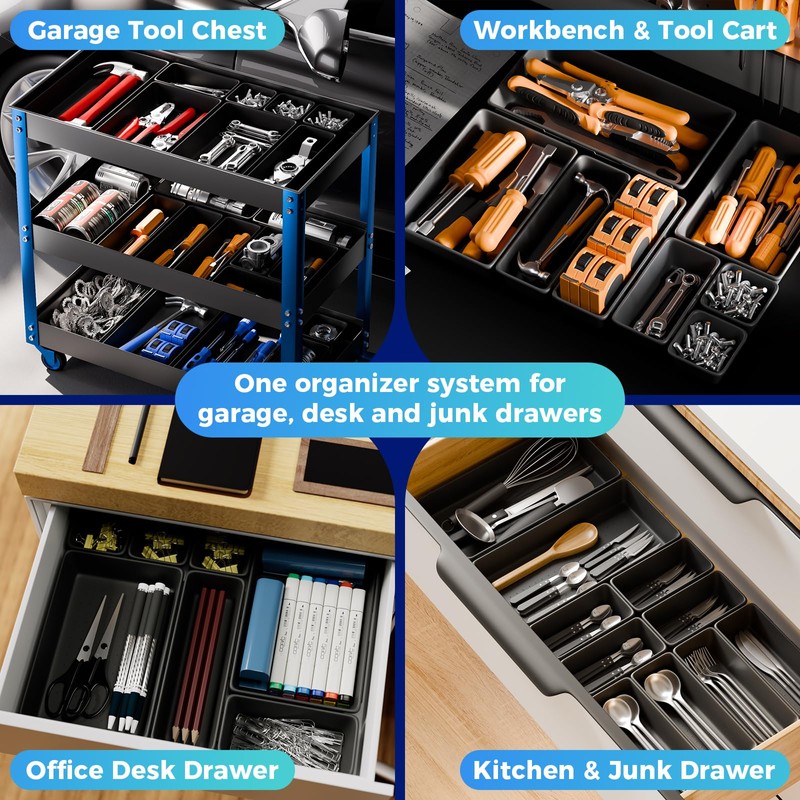 ALIKZO 70 PCS Tool Box Organizer Tray & Desk Drawer