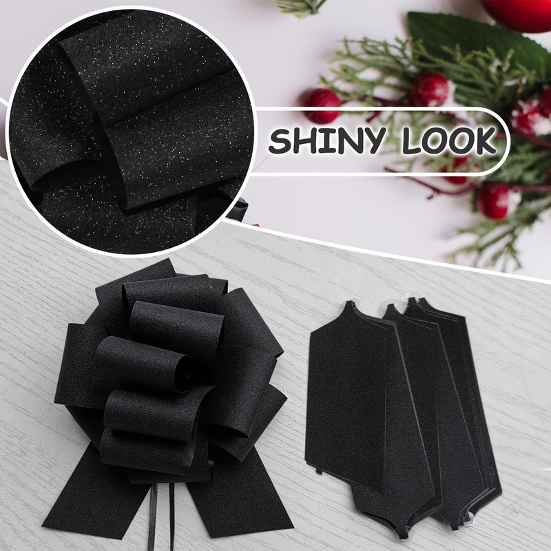 Black Bows for Gift Wrapping, 5 PCS Black Gift Bow,