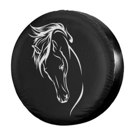 Horse Head Spare Tire Cover Dust-Proof Wheel Tire Cover Fit Trailer, RV, SUV and Many Vehicle 17 Inch