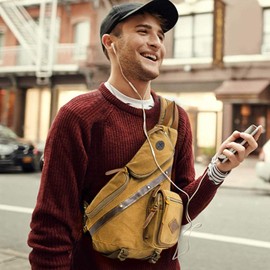 Fandare Retro Chest Bag Sling Bag Men's Backpack Women's School Backpack Shoulder Bag Backpack Sports Bag for School Leisure Travel Business Jogging Bk-fi003 Canvas, khaki