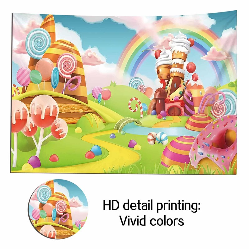 Qian Lollipop Backdrops Cartoon Candy Photo Rainbow Studio Props Booth