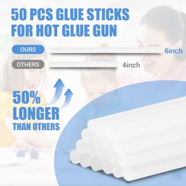 Parlora Hot Glue Sticks, Mini Size, 6" Long x .27" Diameter, 50 Count, Clear, for Kids Adults DIY Art Craft Gluing Repairing Sealing Festival Home Decoration