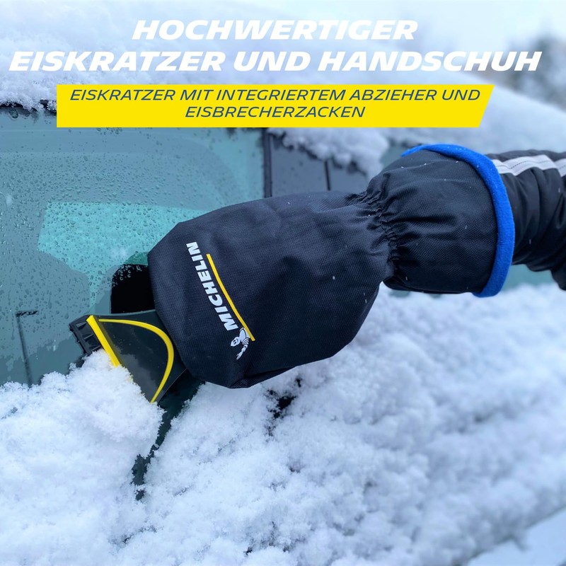 MICHELIN Unisex Ice Scraper with Glove, Car Ice Scraper with