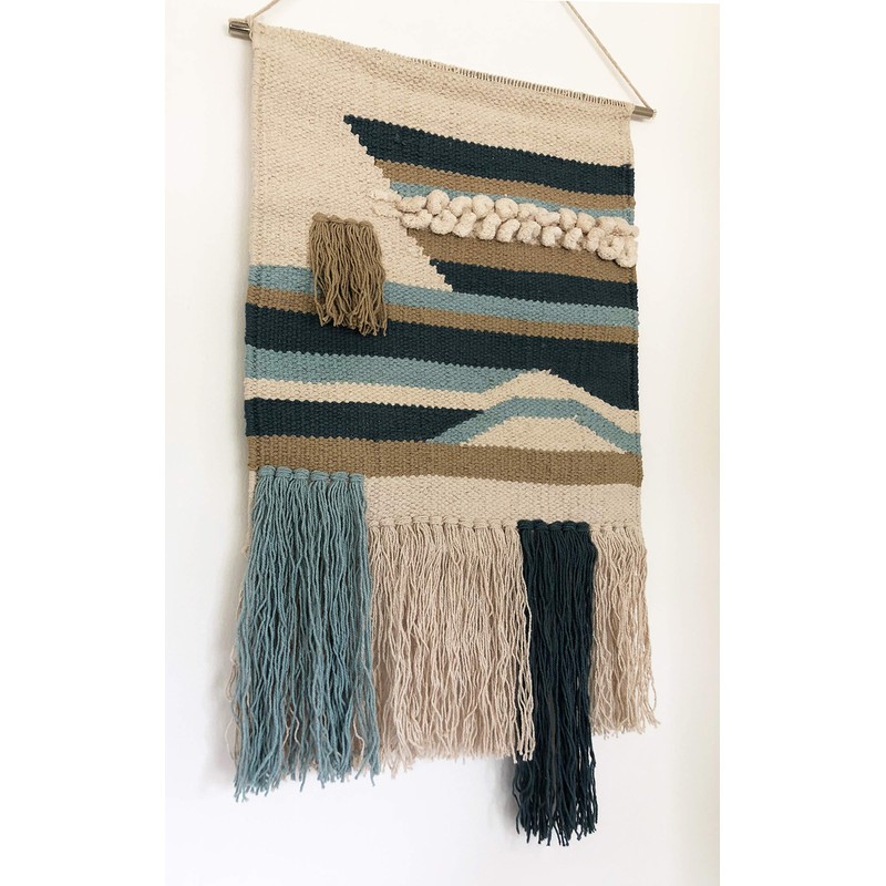 Primitives by Kathy Seaside Woven Wall Hanging, Handmade Bohemian Fringe