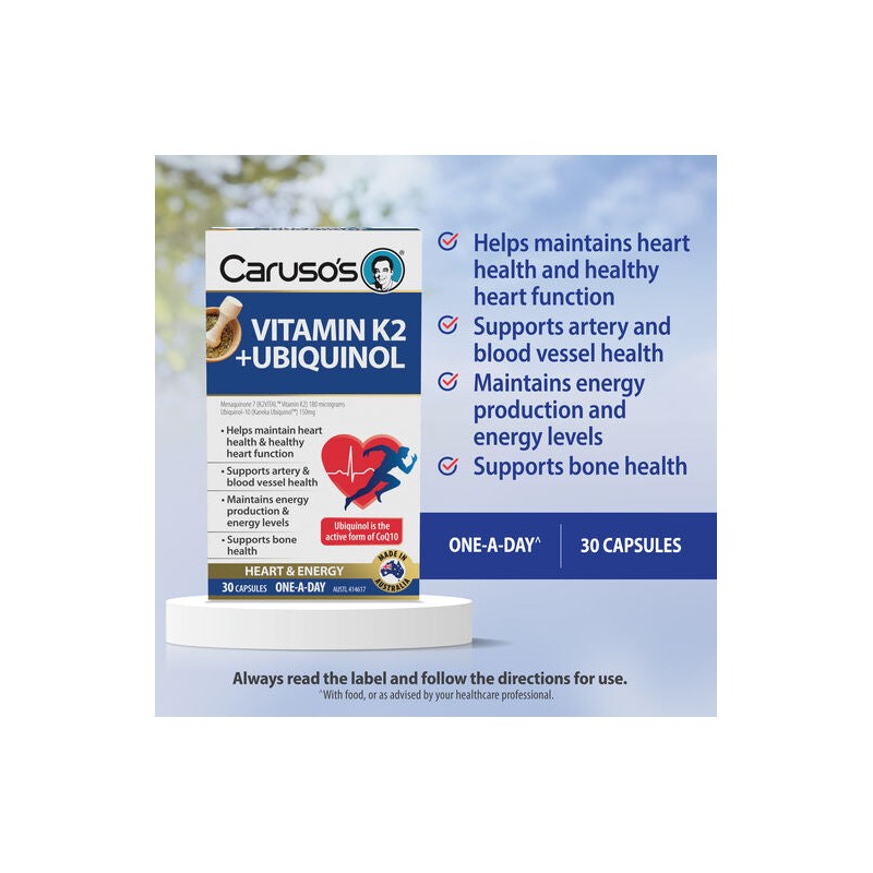 Caruso's Natural Health Vitamin K2 plus Ubiquinol 30 Capsules
