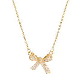 Tweozek Bow Necklace, Gold Butterfly Chain Elegant Collarbone Design, Cute & Dainty, Perfect for Women, Gift for Her, Alloy Jewellery, Birthday Present (Gold)