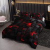 Nttopship Neon Red Black Comforter Set Full Geometric Kids Bedding