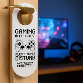 Gaming in Progress Door Hanger – Do Not Disturb Sign for Gamers, Streamers & Kids – Funny Bedroom & Game Room Decor – Perfect for Online Gaming, Live Streaming & Privacy – Gift for Gamers & Teens