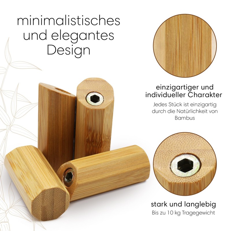 luXva® Bamboo Wall Hooks, Pack of 5, Stylish Wooden Coat