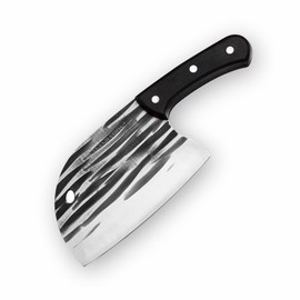Wanbasion Meat Cleaver Knife, Sharp Butcher Knife Meat Cutting, Chef Knife High Carbon Stainless Steel for Kitchen Camping 6" Deep Black