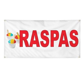 Vinyl Banner Multiple Sizes Raspas Red Horizontal Food Bar Restaurant Truck Restaurant & Food Outdoor Weatherproof Industrial Yard Signs 8 Grommets 48x96Inches