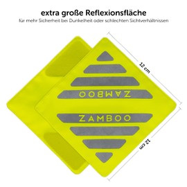 Zamboo Universal Pushchair Reflector Set - Set of 4 Safety Reflectors with Velcro Fastener, Ideal for Buggies, Sports Cars, Bikes, Trailers and More - Neon Yellow