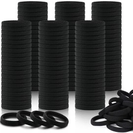 150PCS Black Hair Ties for Women, IKOCO Thick Hair Band No Damage, Cotton Seamless Ponytail Holders, Elastic Hair Ties