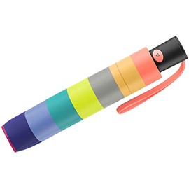 Benetton Pocket Umbrella Mini Automatic Dots, Multistripe Fresh Salmon