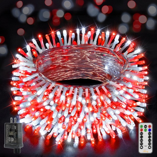 Ollny Christmas Lights Outdoor 800LED 262FT, Red and White Plug