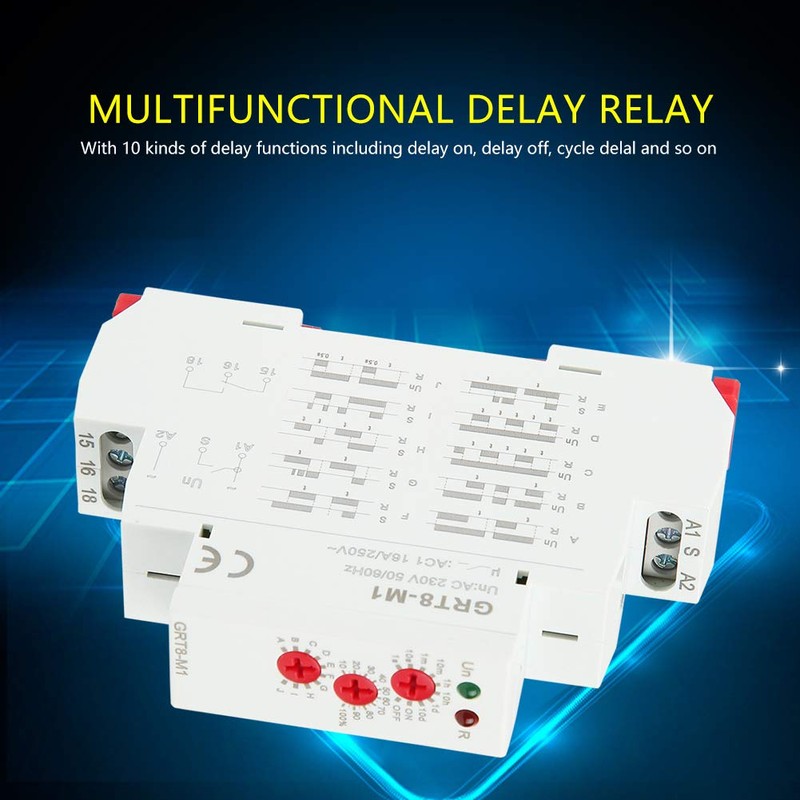 GRT8-M1 Multifunctional Delay Time Relay, 35mm DIN Rail Mount AC