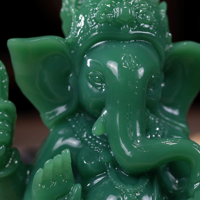 Lord Ganesh Statues - Dark Green Jade Ganesh Idol Figurine