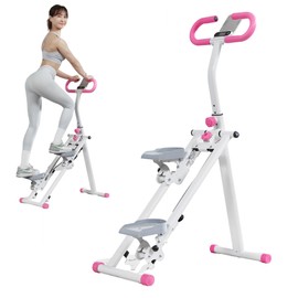 Stair Stepper for Home Gym Exercise, Vertical Climber Exercise Machine for Full Body Workout, Compact Folding Cardio Exercise Climber with Adjustable Handlebar (Pink)