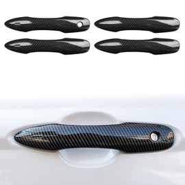 CKE No Adhesive Snap-on Compatible with Toyota Camry 2025-2018 for Corolla Corolla Cross Avalon Accessories Car Exterior Door Handle Cover Trims -Carbon Fiber Style