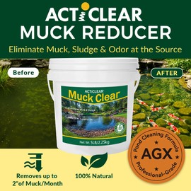 ActiClear Muck Clear - 15LB Beneficial Bacteria for Ponds & Lake, Boost Enzymes, Sludge Odor Away, Outdoor Fish Pond Water Clarifier, Safe for Aquatic Life, Treats Up to 90,000 Sq Ft