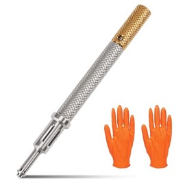 LEAPTREND - Herramienta de localización de dientes de implantes, instrumento dental universal (dorado) con guantes, 3 herramientas en 1 para retención de sobredentaduras masculinas extracción e