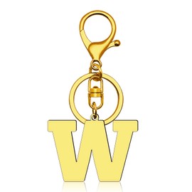 Dabihu Initial Monogram Letter Keyring Alphabet Keychain Stainless Steel Letter Pendant with Key Ring for Car Key Handbag Backpack Bag Purse Initial Letter W