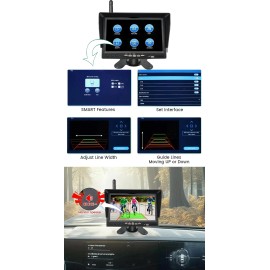 IPoster Digital Wireless 7'' Quad DVR Monitor BSD Ai Detection Sound Alarm Backup Camera for Rv Caravan Truck Camper TrailerScreen Size: 7", ROM: 0, RAM: 0