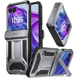 For Moto Razr Plus 2024 Case Poetic with Kickstand Shockproof Cover Gun Metal