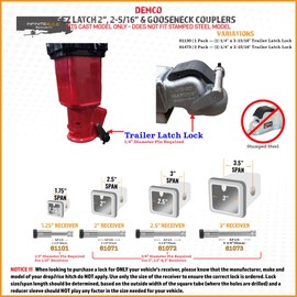 InfiniteRule Security 61130 | Trailer Latch Lock for DEMCO EZ Latch 2.0" & 2-5/16" Ball & Gooseneck Couplers - Fits Cast Model Only - Does NOT FIT Stamped Model