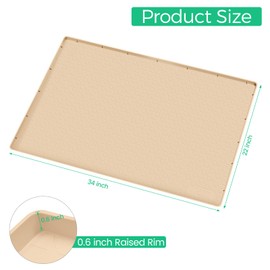TRZZ Silicone Waterproof Under Sink Mat 34" x 22", Drip Tray and Cabinet Liner for Kitchen and Bathroom, Prevents Water Damage and Organizes Cabinets (Beige)