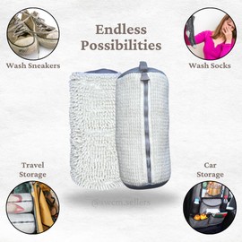 SWCM Sellers Sneaker Washing Machine Bag – 2 Pc Mesh Laundry Shoe Bags for Travel & Storage – Shoe Cleaning Bag for Washer & Dryer – Laundry Room Accessories