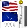 G128 Combo Pack: 25 Ft Telescoping Aluminum Flagpole (Silver) &