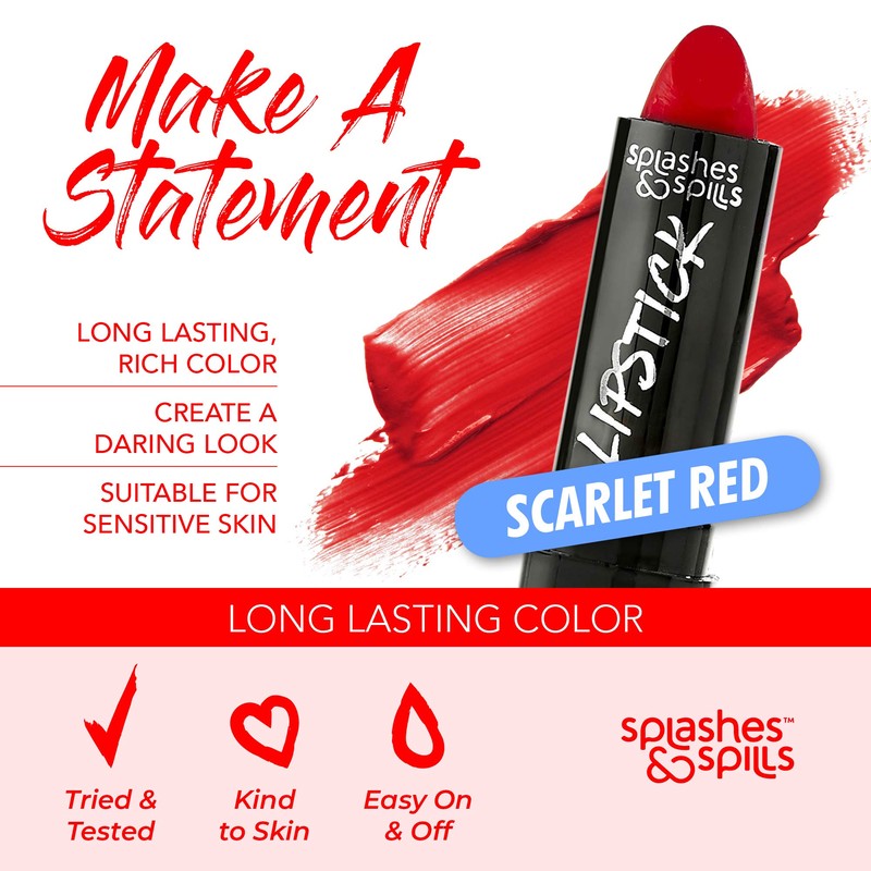 Vivid Red Lipstick - 2 Pack - Bold, Translucent, No