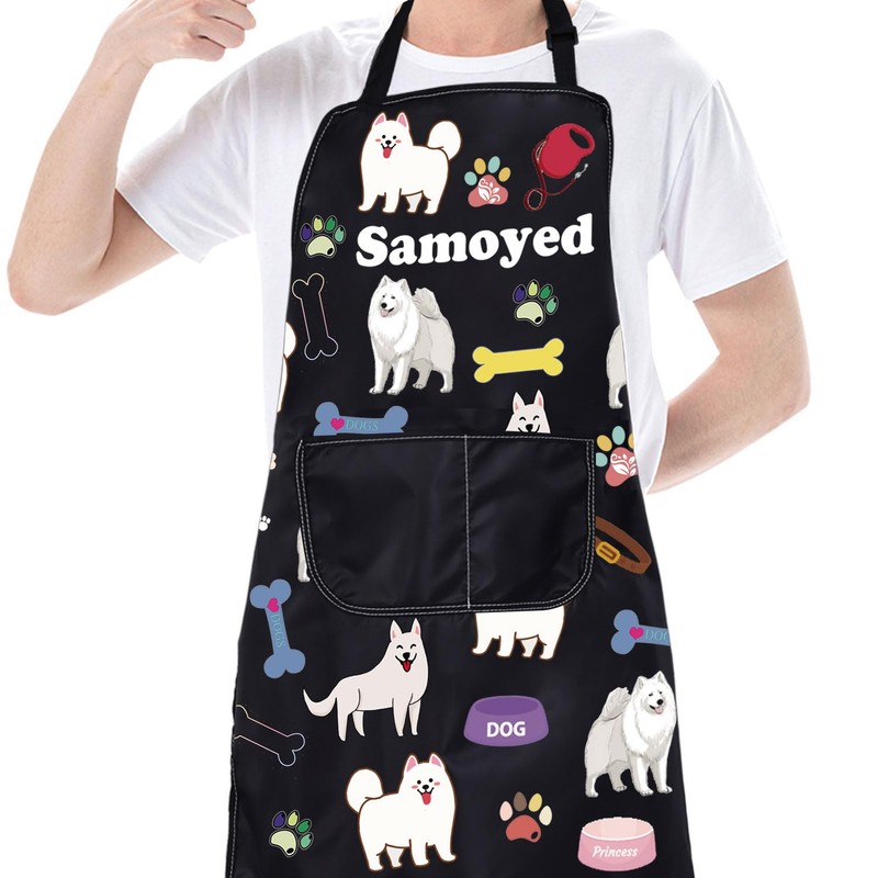 ENSIANTH Samoyed Aprons Samoyed Lover Gifts Samoyed Kitchen Aprons With