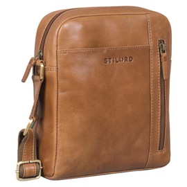 STILORD 'Memphis' Men's Small Leather Shoulder Bag - Men's Handbag Genuine Leather - Men's Bag for Hanging - Leather Bag Small with Many Compartments, Mocha - dark brown