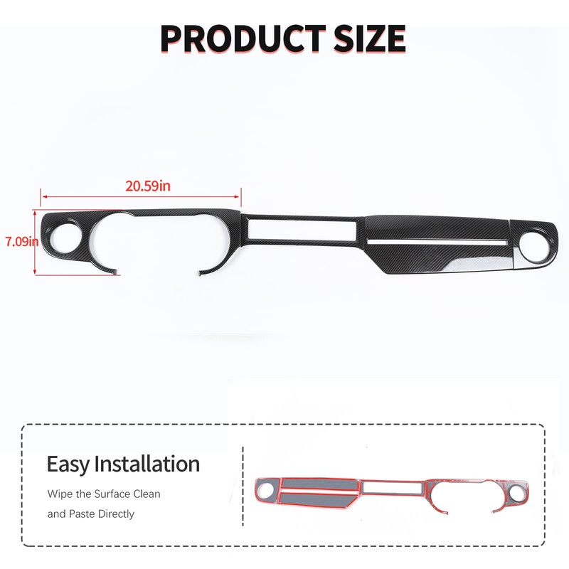 RT-TCZ Carbon Fiber Center Console Dashboard Panel Trim Cover Kit