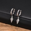 Rockyu Men's Stainless Steel Hoop Earrings for One Ear, Rhombus