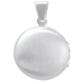 Vinani AMRU-EZ Round Pendant Locket Round Plain Matt Shiny for Opening Sterling Silver 925, Sterling Silver, No Gemstone