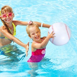 Inflatable Baseball 12.6 Inch Large Baseball Beach Ball Pool Float Blow up Ball Toys Baseball Party Favors Sport Pool Ball for Kids Summer Outdoor Baseball Games Sports Party Activity (6 Pack)