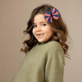 4th of july Baby Girls Hair Accessories Set, 8 PCS Fully Lined Baby Bows 2inch 3inch Hair Bows Alligator Clips for Baby Girls Infants Toddlers in Pairs (Red White and Blue)