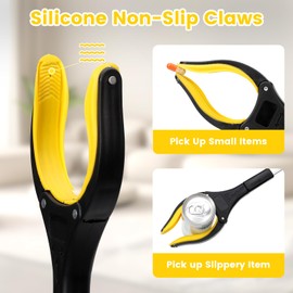 Extra Long Grabber Reacher Tool 2-Pack Foldable Reacher Grabber Pickup Tool with 360° Rotating Jaw & Magnet Trash Picker Upper Grabber Lightweight Grabbers for Seniors Heavy Duty Yellow