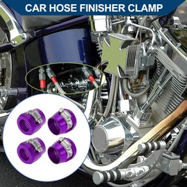 Hihaha AN10 Hose Finisher Clamp/Rubber Hoses End Finisher for Oil Fuel Tube/Durable Aluminum Alloy/4 Pcs Purple