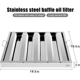 Hood Filters,Commercial Range Hood Filters 19.5W x 19.5H Inch, 430 Stainless Steel Range Hood Grease Filters for Commercial Kitchen Exhaust Hoods Pack of 6