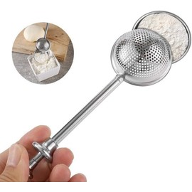Silver 304 Stainless Steel Flour Powder Filter Spoon, Baker Dusting Wand For Sugar Flour Spices, Flour Sugar Powder Spoon Kitchen Tools, Baking Sifters Baking Tools and Accessories, Baking Sifters