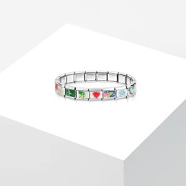 Akki Jewellery Italian Charms for Bracelet, Classic Links Italy Charm, Silver Gold Stainless Steel, Cult Flower, Animals, Heart for Base Bracelet, Shiny Matte Colour Compatible with Original Rhinestone, Stainless Steel, Cubic Zirconia