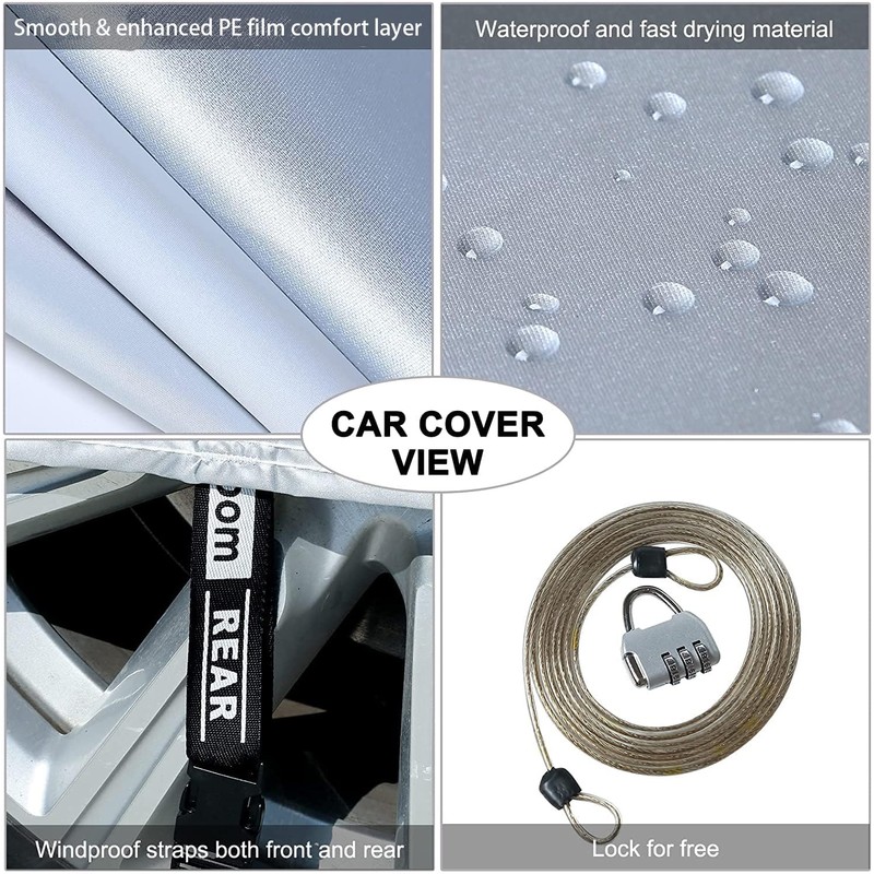 Tecoom Car Cover Waterproof All Weather for Automobiles, Light Shell