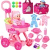 Baby Doll Stroller Toys Set,17 PCS Pretend Play for Girls